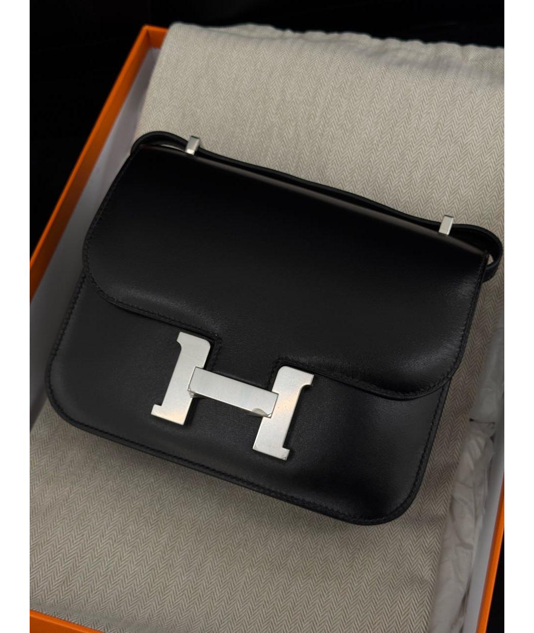 HERMES Черная кожаная сумка через плечо, фото 2