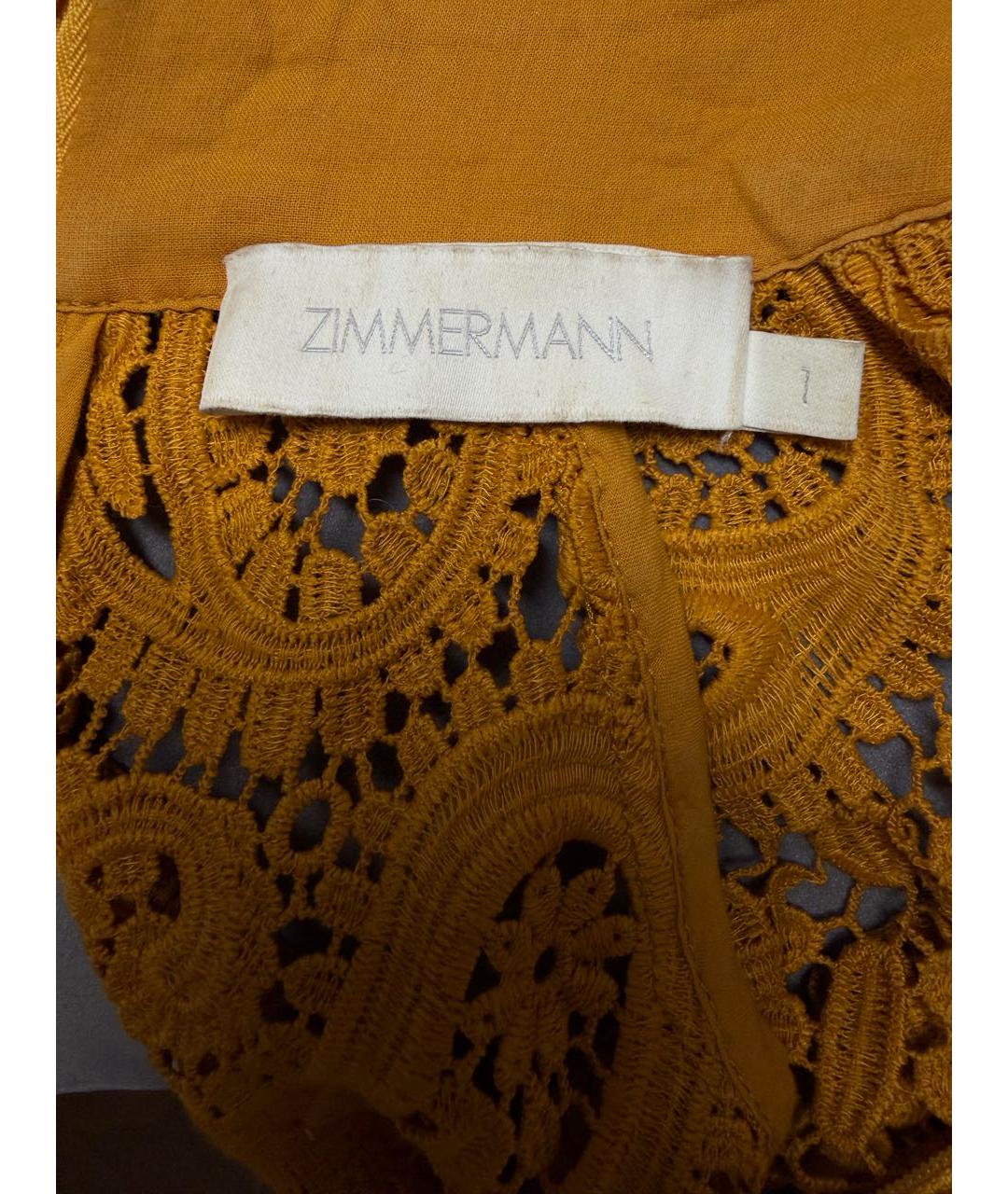 ZIMMERMANN Горчичное кружевное коктейльное платье, фото 3