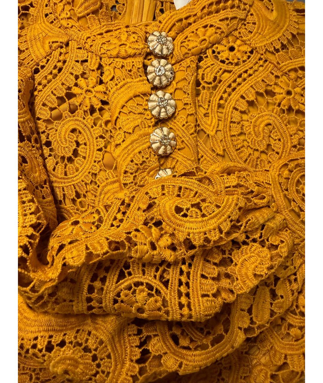 ZIMMERMANN Горчичное кружевное коктейльное платье, фото 4