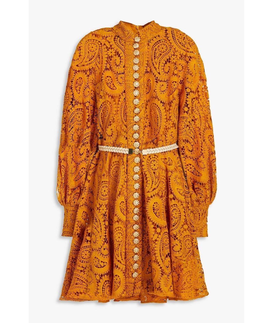 ZIMMERMANN Горчичное кружевное коктейльное платье, фото 6
