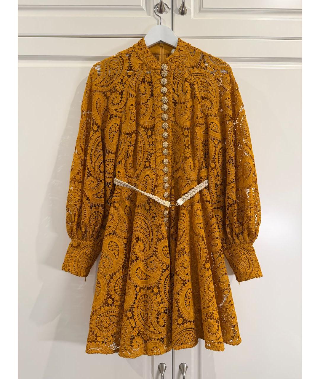 ZIMMERMANN Горчичное кружевное коктейльное платье, фото 8
