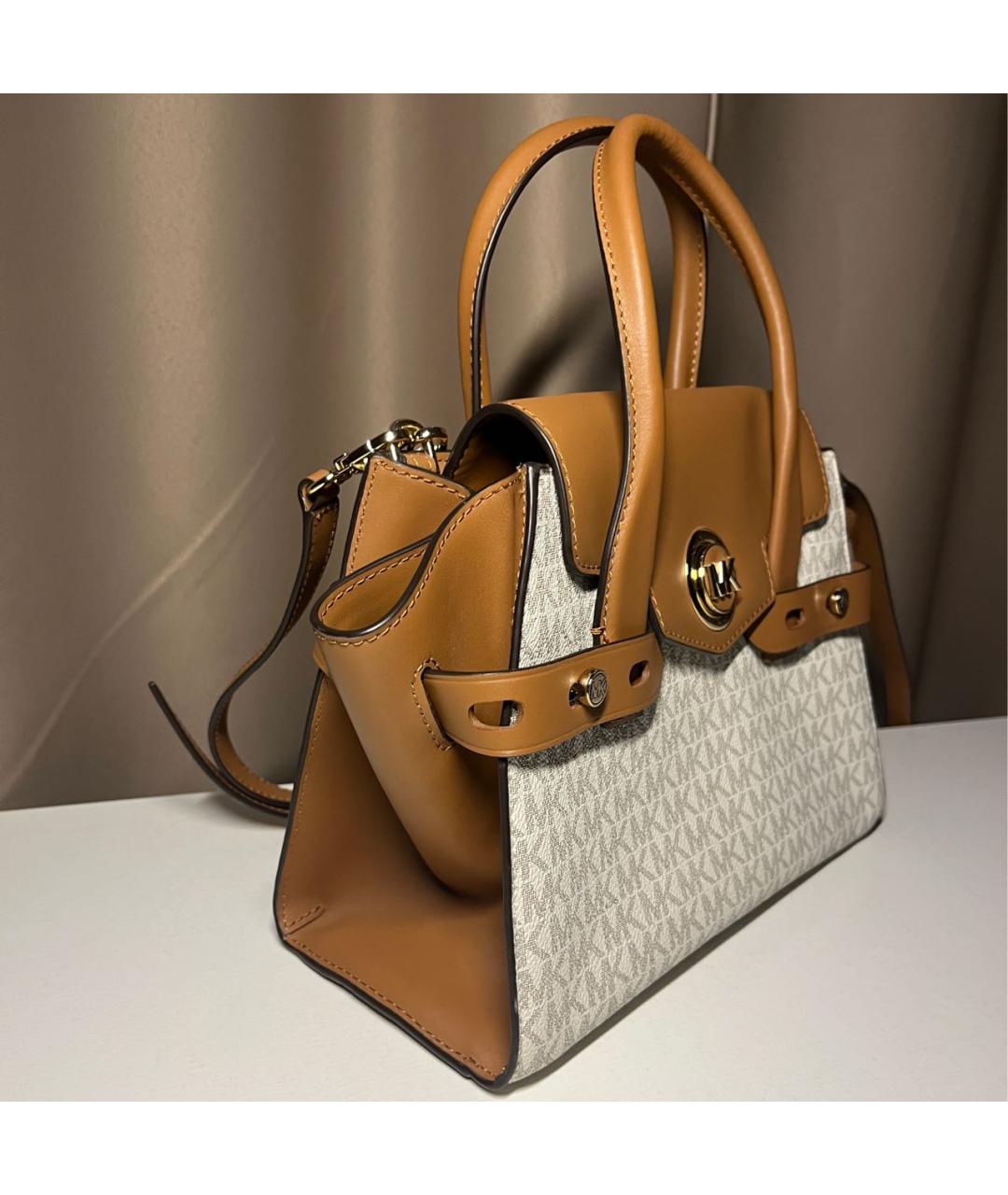 MICHAEL KORS Белая кожаная сумка с короткими ручками, фото 2