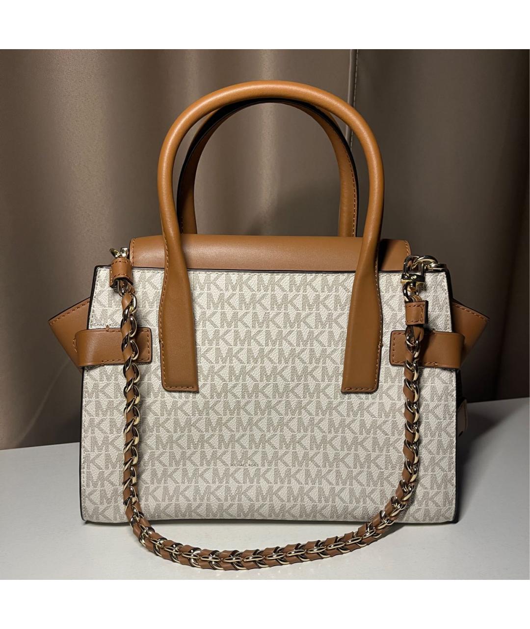 MICHAEL KORS Белая кожаная сумка с короткими ручками, фото 3