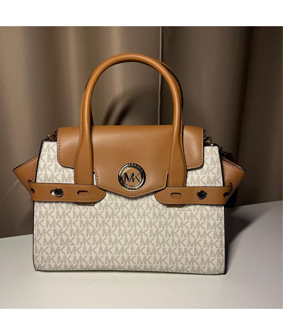 MICHAEL KORS Белая кожаная сумка с короткими ручками, фото 5