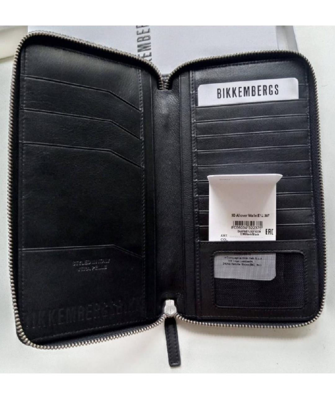 BIKKEMBERGS Черный кожаный кошелек, фото 4
