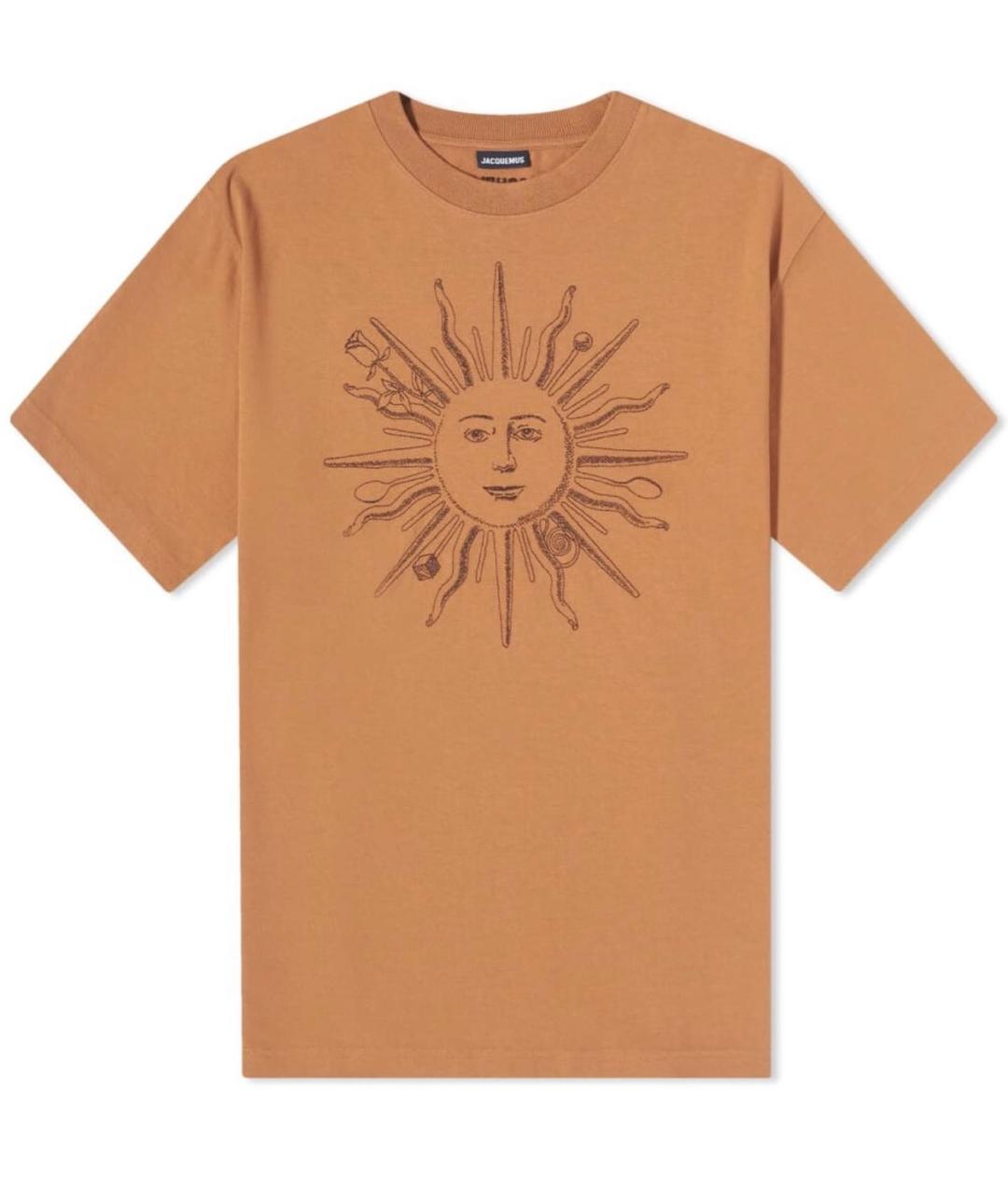 JACQUEMUS Коричневая хлопковая футболка, фото 5
