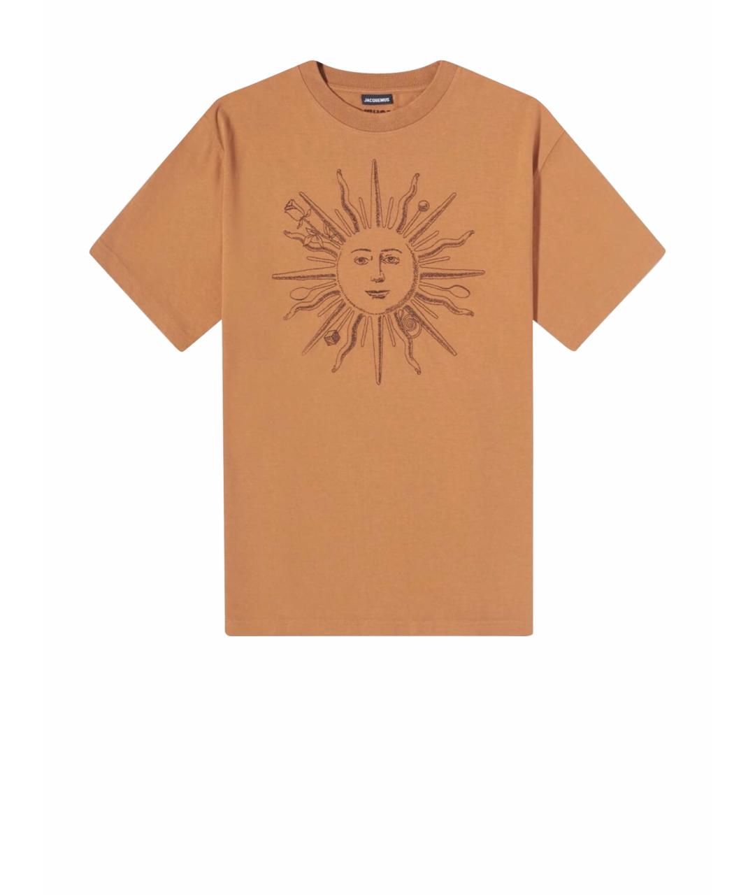 JACQUEMUS Коричневая хлопковая футболка, фото 1