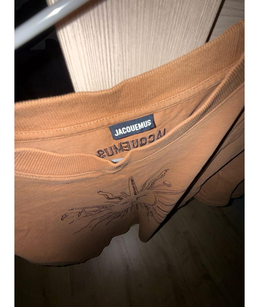 JACQUEMUS Коричневая хлопковая футболка, фото 3