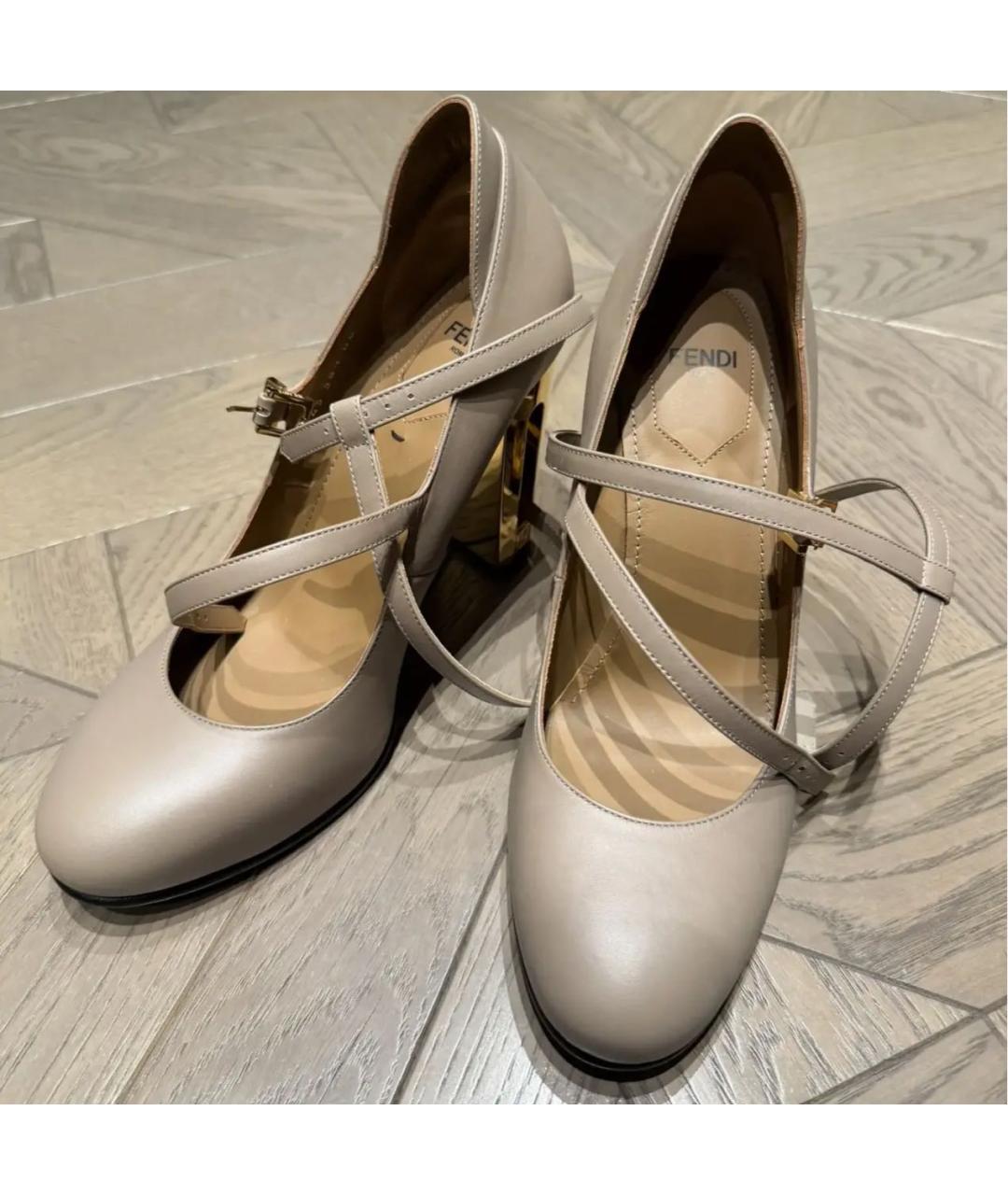 FENDI Бежевые кожаные туфли, фото 2