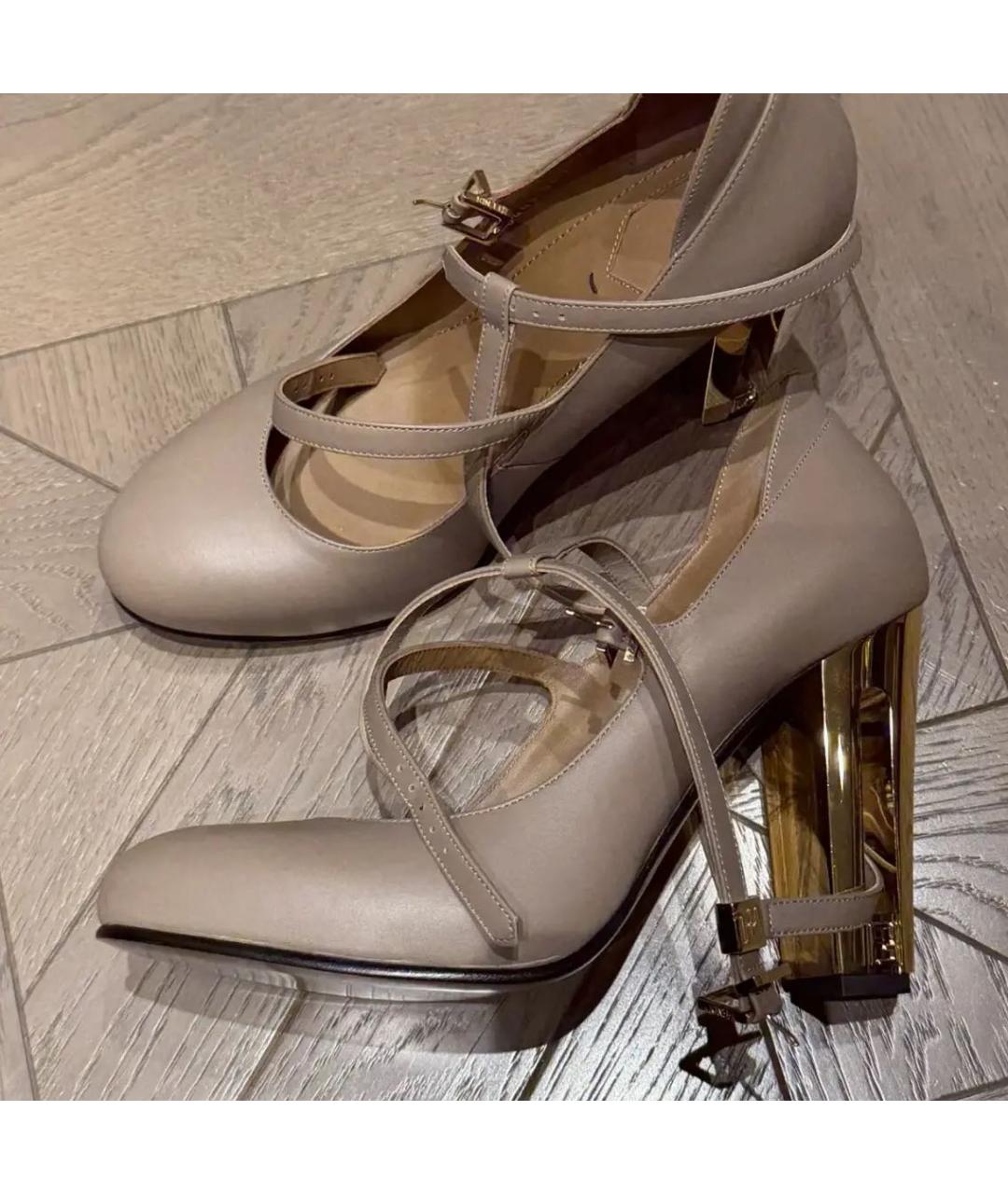 FENDI Бежевые кожаные туфли, фото 4