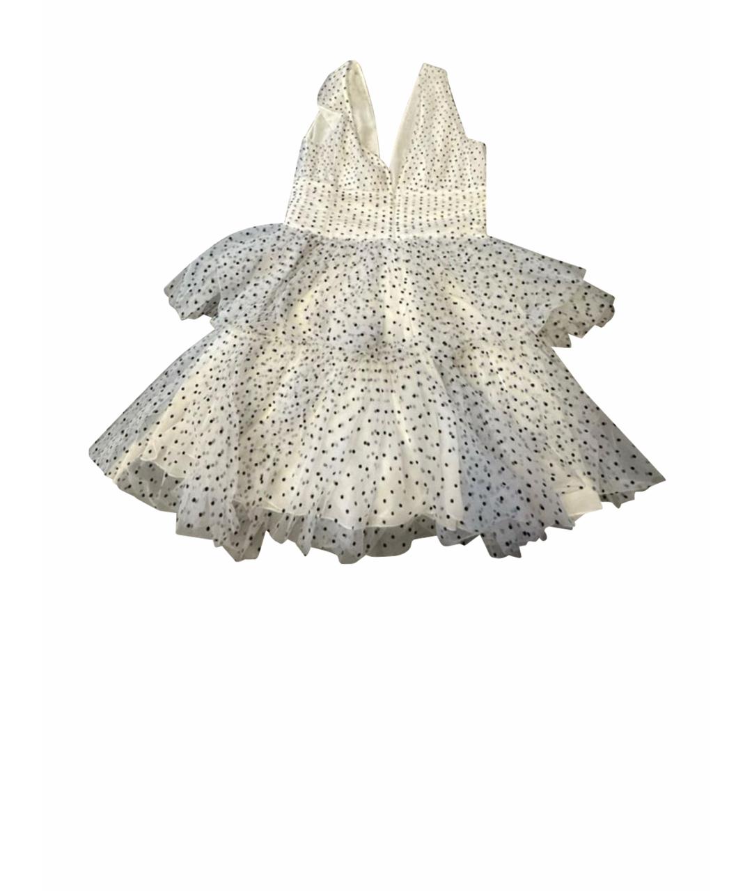 ELISABETTA FRANCHI Белое сетчатое коктейльное платье, фото 1