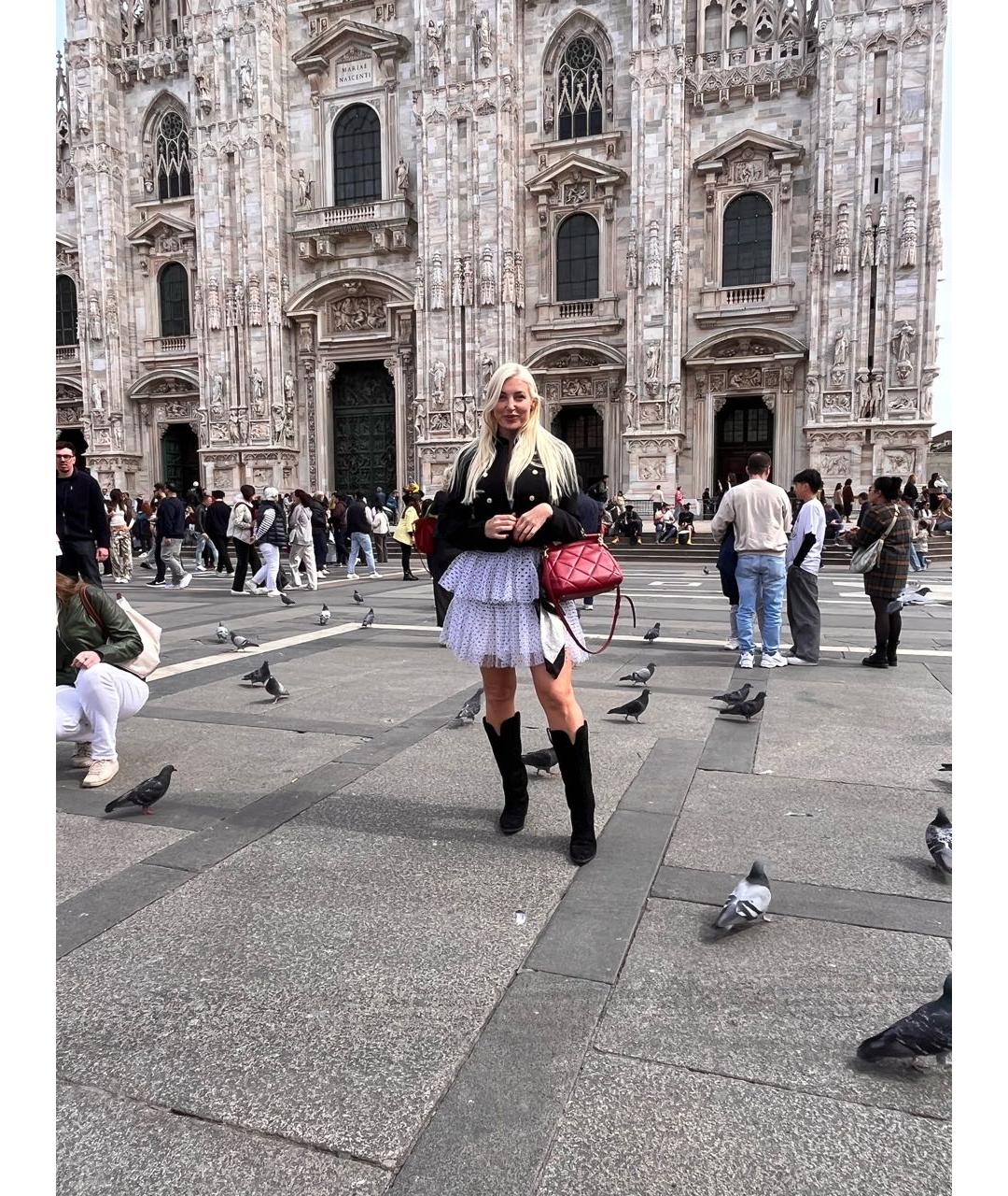 ELISABETTA FRANCHI Белое сетчатое коктейльное платье, фото 4