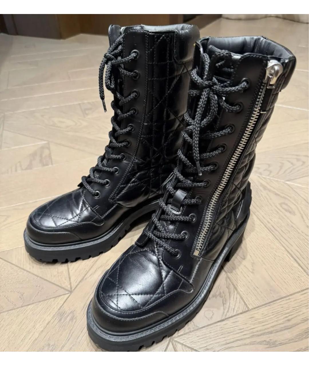 CHRISTIAN DIOR Черные кожаные ботинки, фото 3