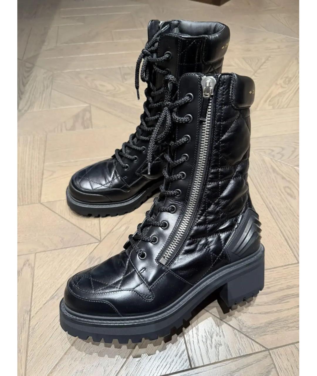 CHRISTIAN DIOR Черные кожаные ботинки, фото 4