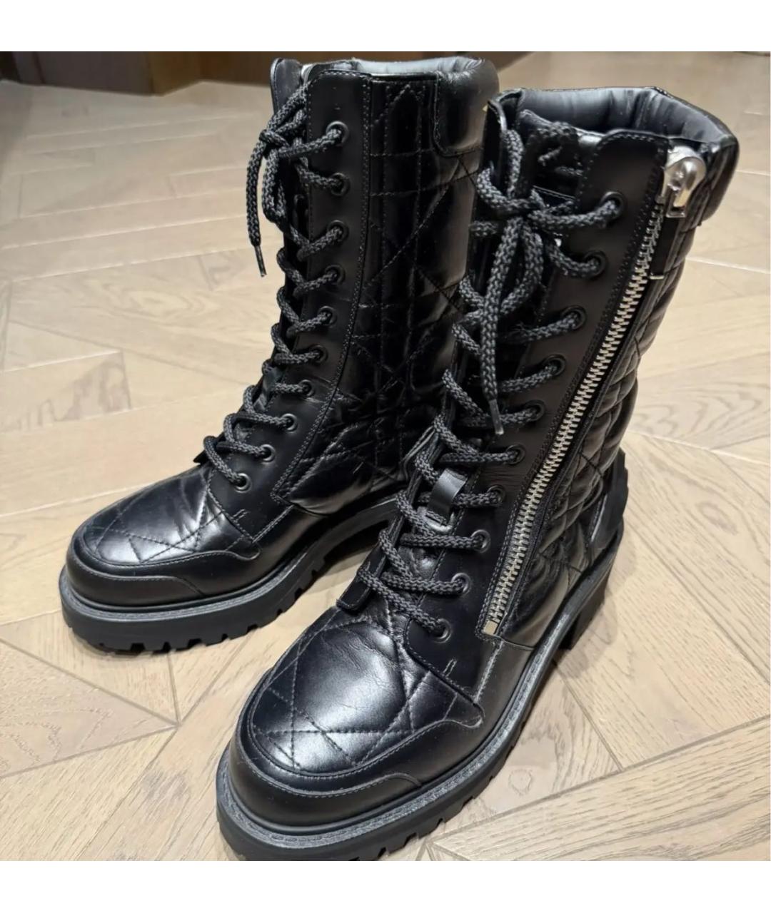 CHRISTIAN DIOR Черные кожаные ботинки, фото 2