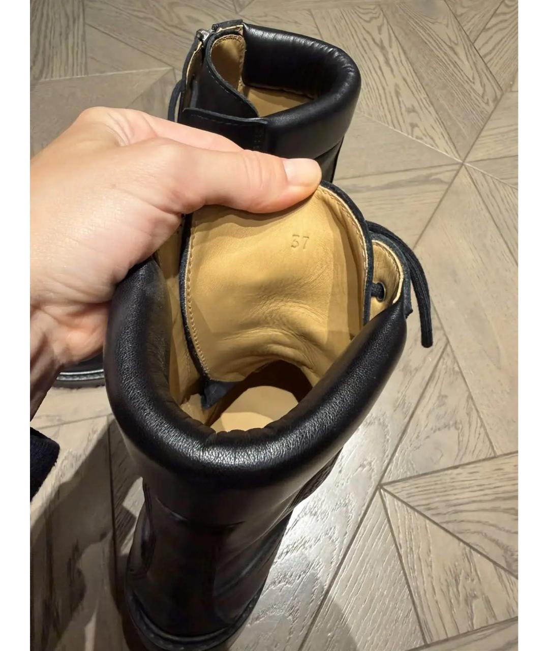 HERMES Черные кожаные ботинки, фото 4