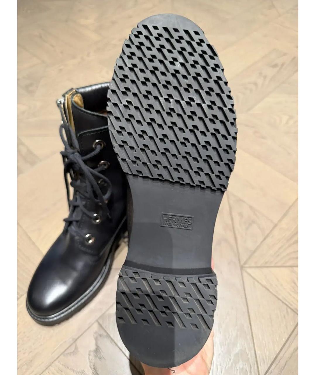 HERMES Черные кожаные ботинки, фото 3