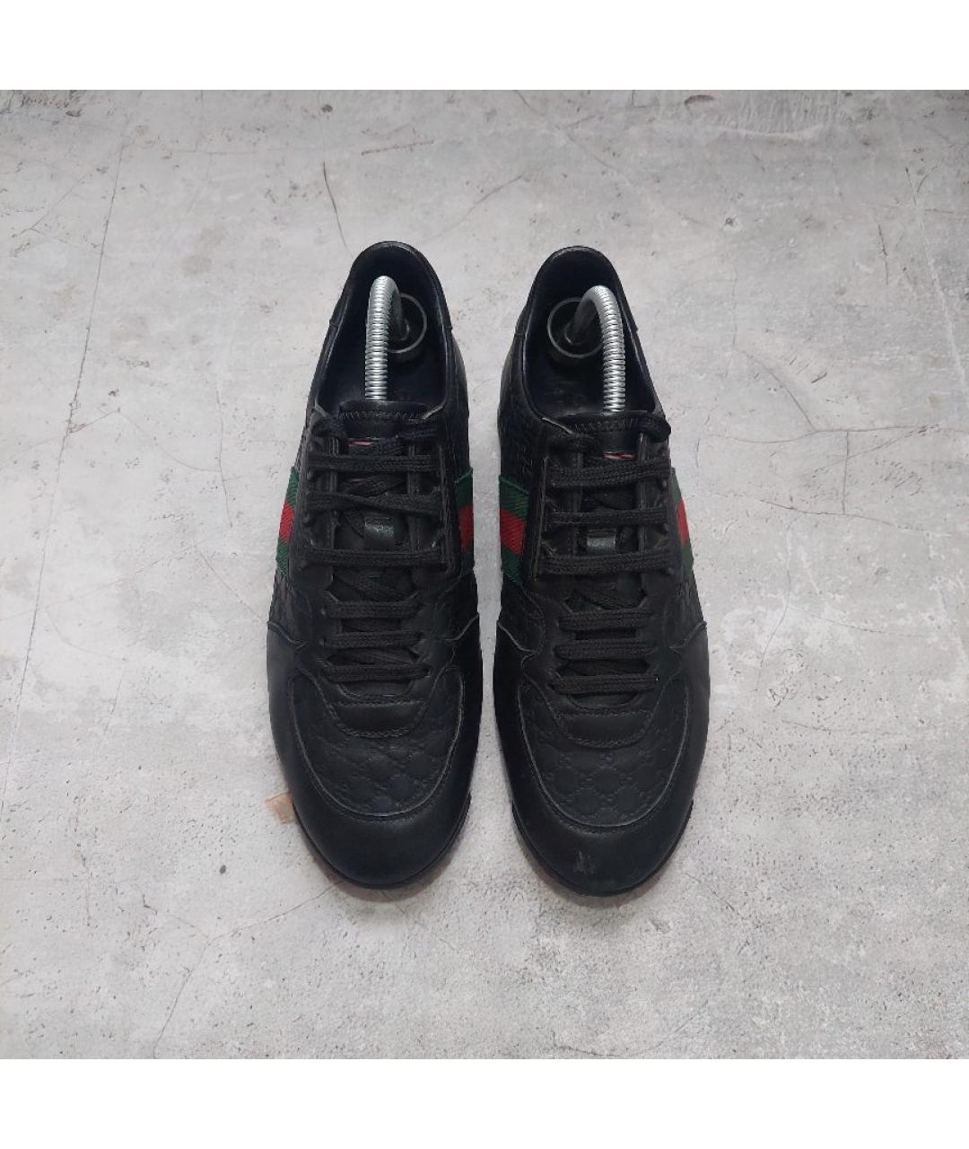 GUCCI Черные кожаные низкие кроссовки / кеды, фото 2