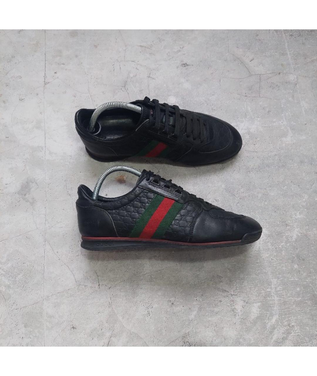 GUCCI Черные кожаные низкие кроссовки / кеды, фото 8