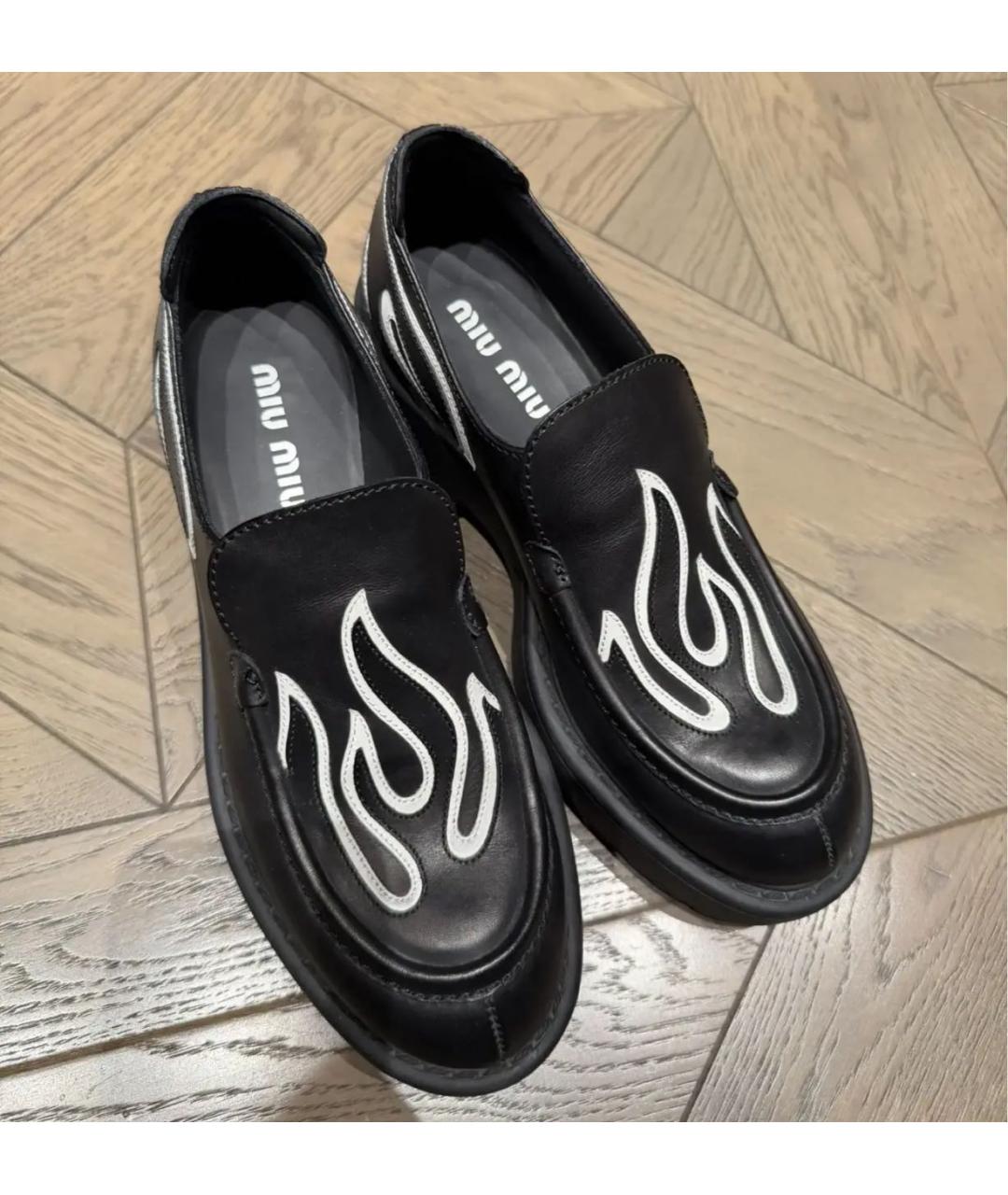 MIU MIU Черные кожаные лоферы, фото 2