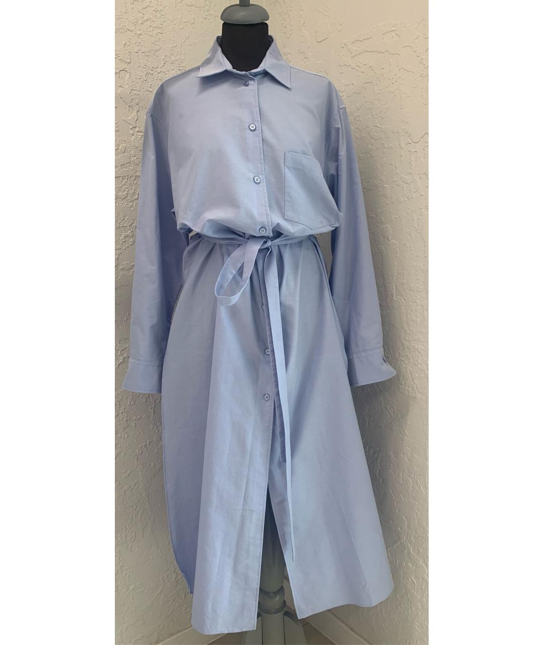 THE ANDAMANE Голубое хлопко-эластановое повседневное платье, фото 7