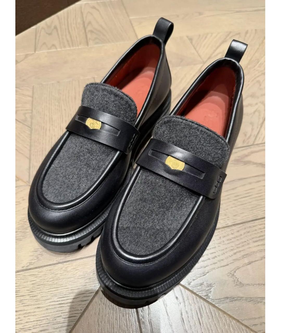 LORO PIANA Черные кожаные лоферы, фото 2