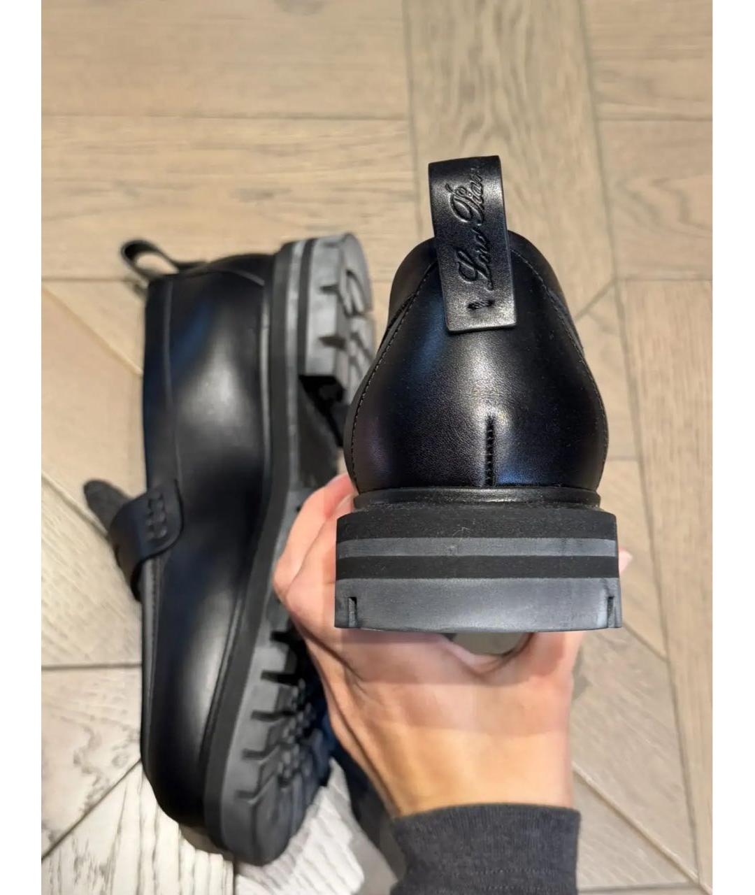 LORO PIANA Черные кожаные лоферы, фото 3