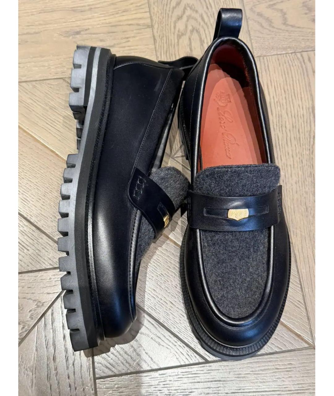 LORO PIANA Черные кожаные лоферы, фото 4