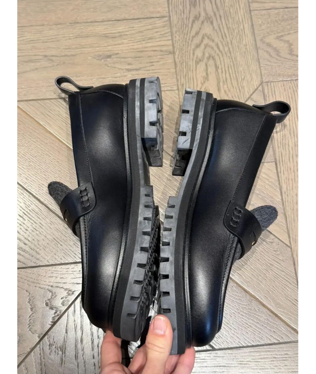 LORO PIANA Черные кожаные лоферы, фото 5