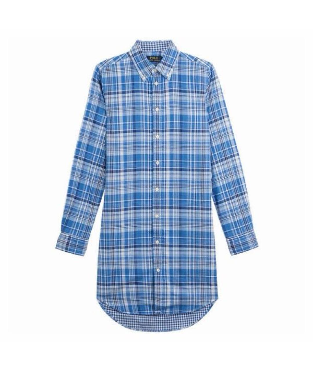 POLO RALPH LAUREN Голубое хлопковое повседневное платье, фото 7