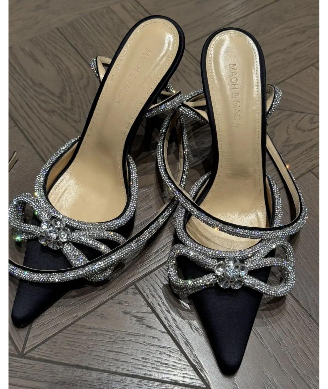 MACH&MACH Черные текстильные босоножки, фото 2