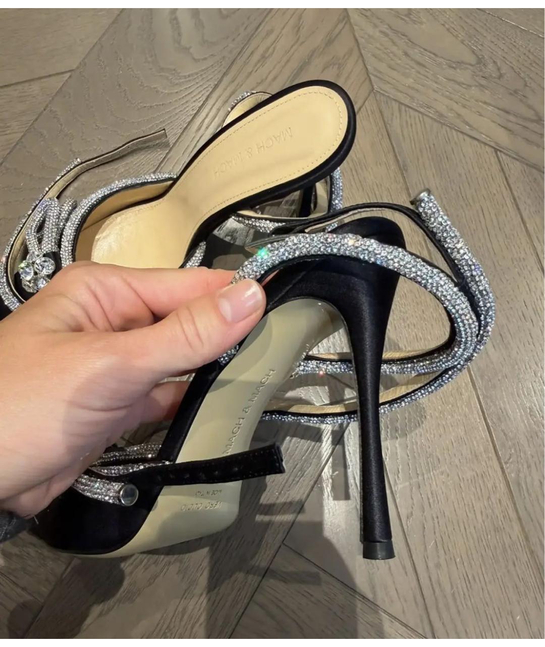 MACH&MACH Черные текстильные босоножки, фото 3