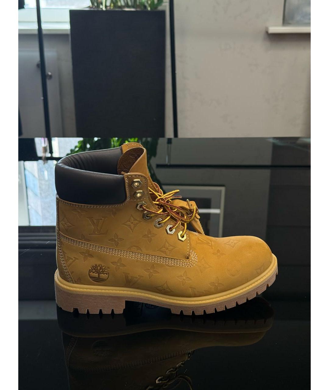 LOUIS VUITTON Горчичные нубуковые ботинки, фото 6