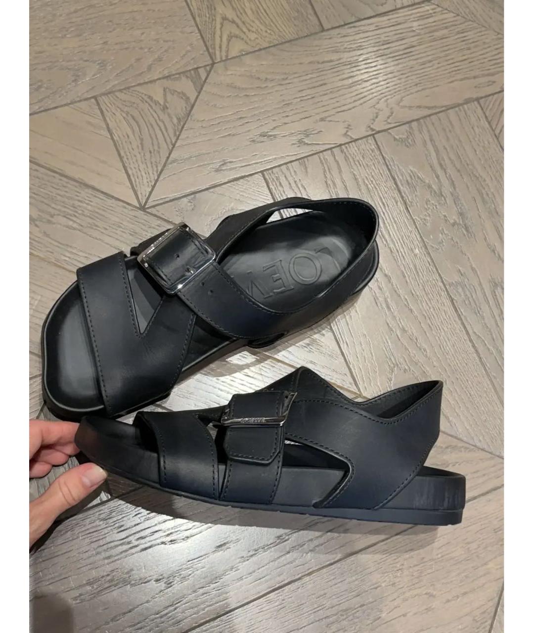 LOEWE Черные кожаные сандалии, фото 4