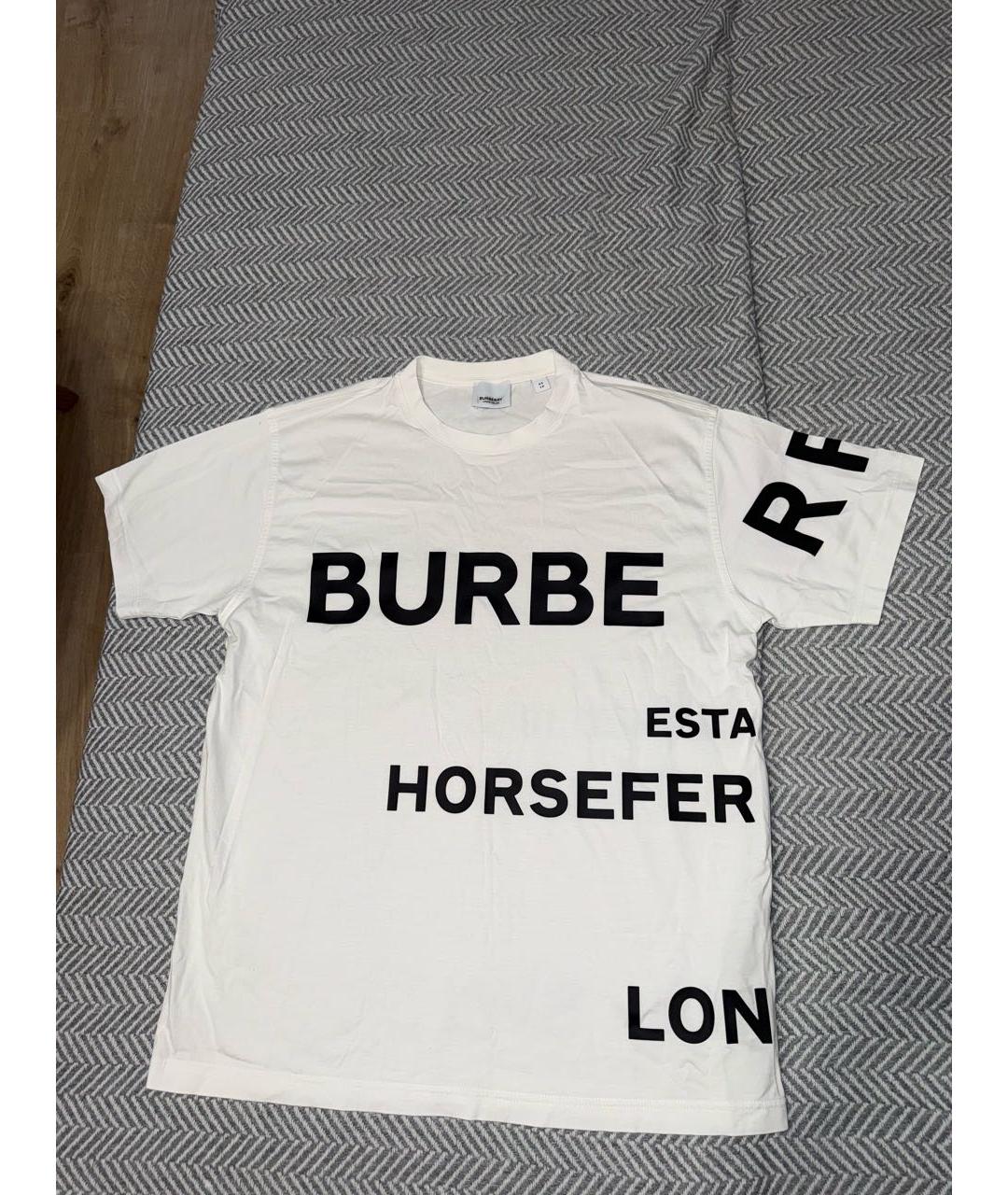 BURBERRY Белая хлопковая футболка, фото 5