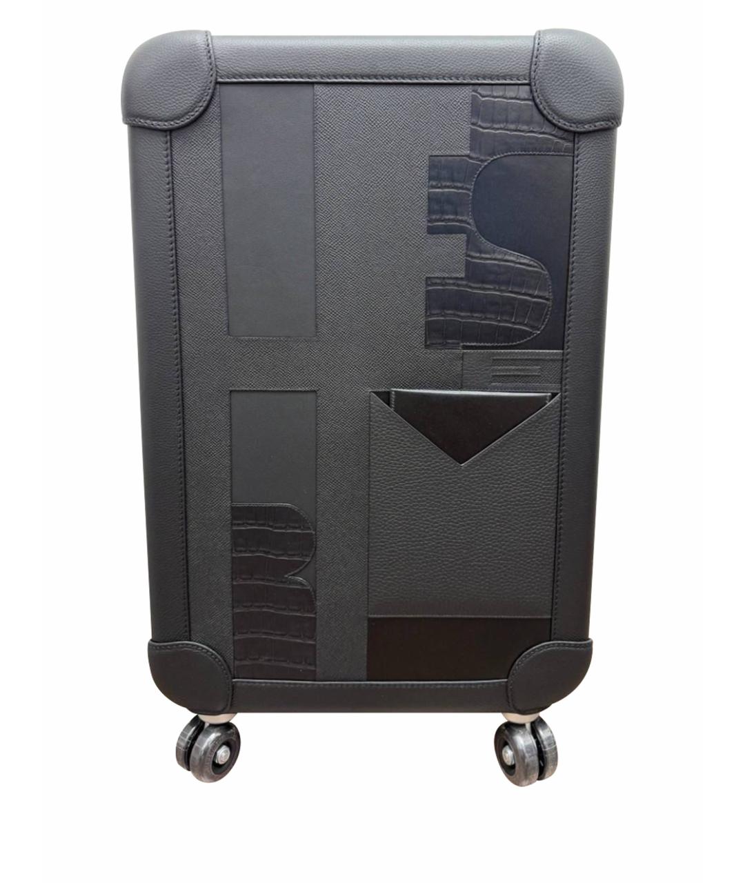 HERMES Черный кожаный чемодан, фото 1