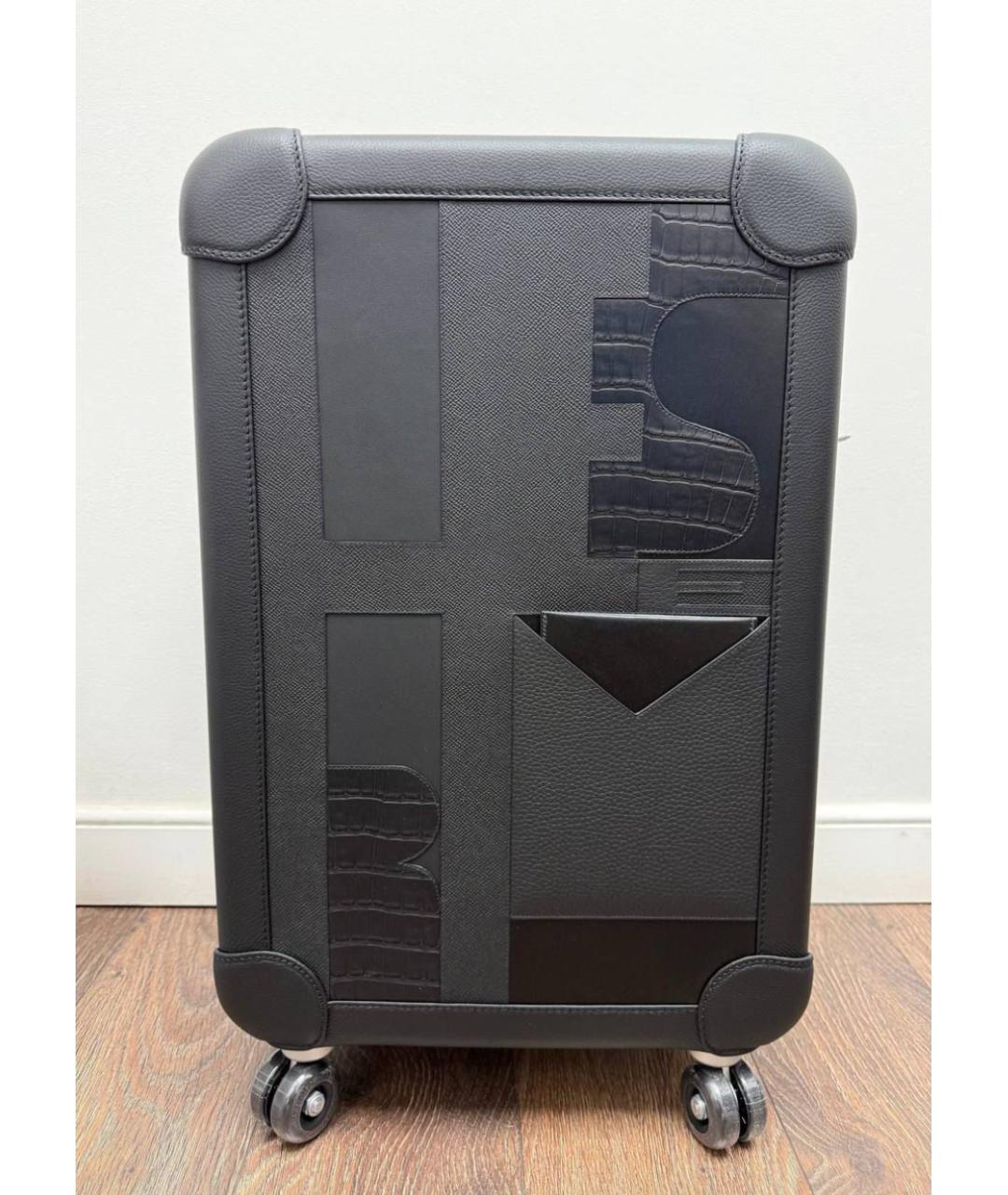 HERMES Черный кожаный чемодан, фото 2