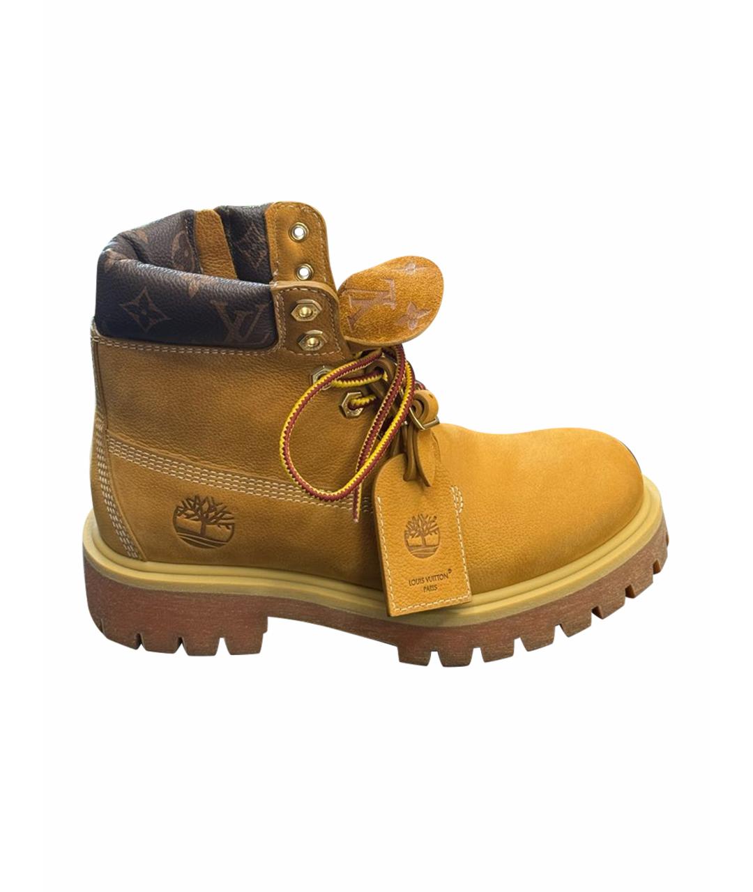 LOUIS VUITTON Горчичные нубуковые ботинки, фото 1