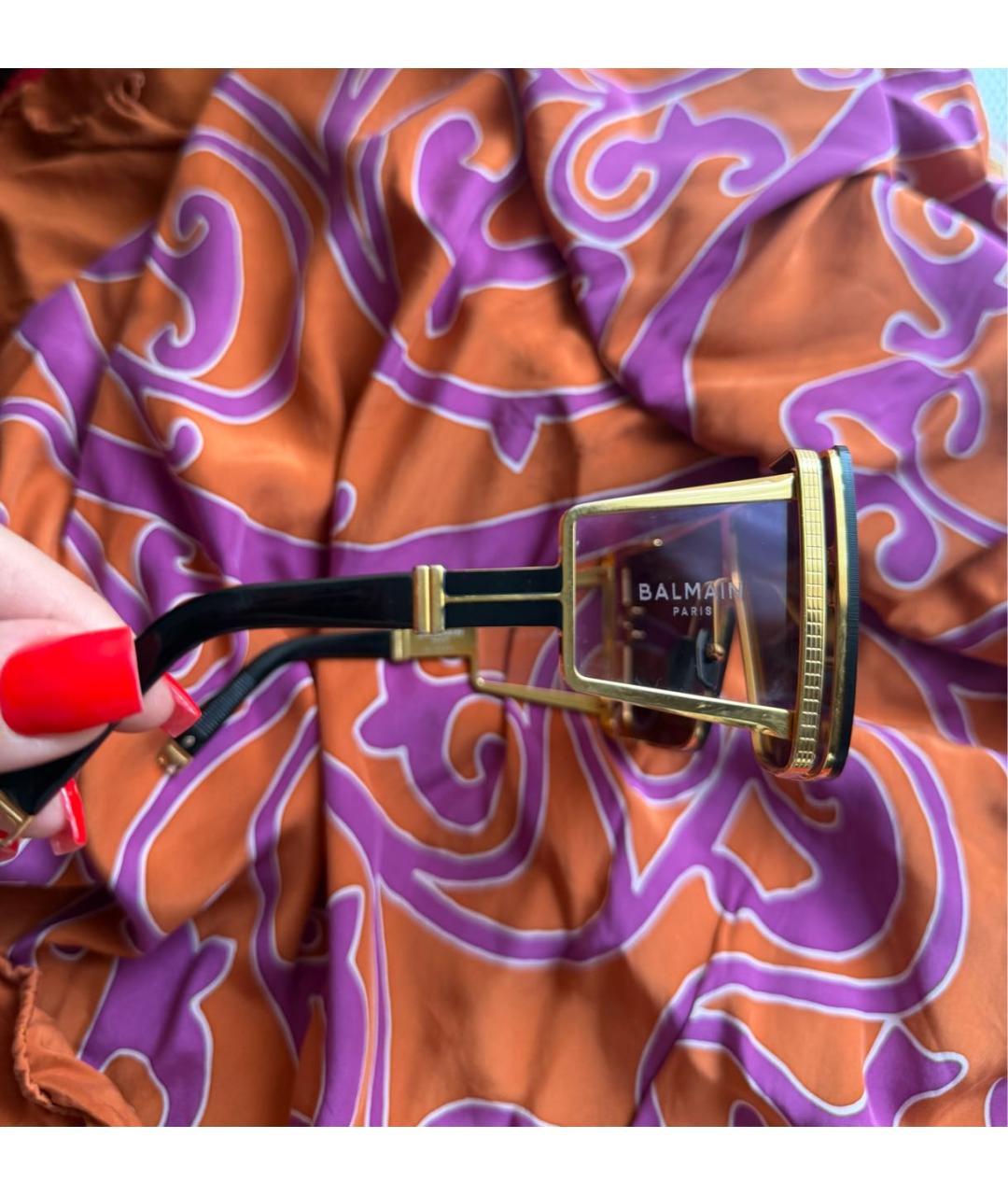 BALMAIN Черные металлические солнцезащитные очки, фото 2