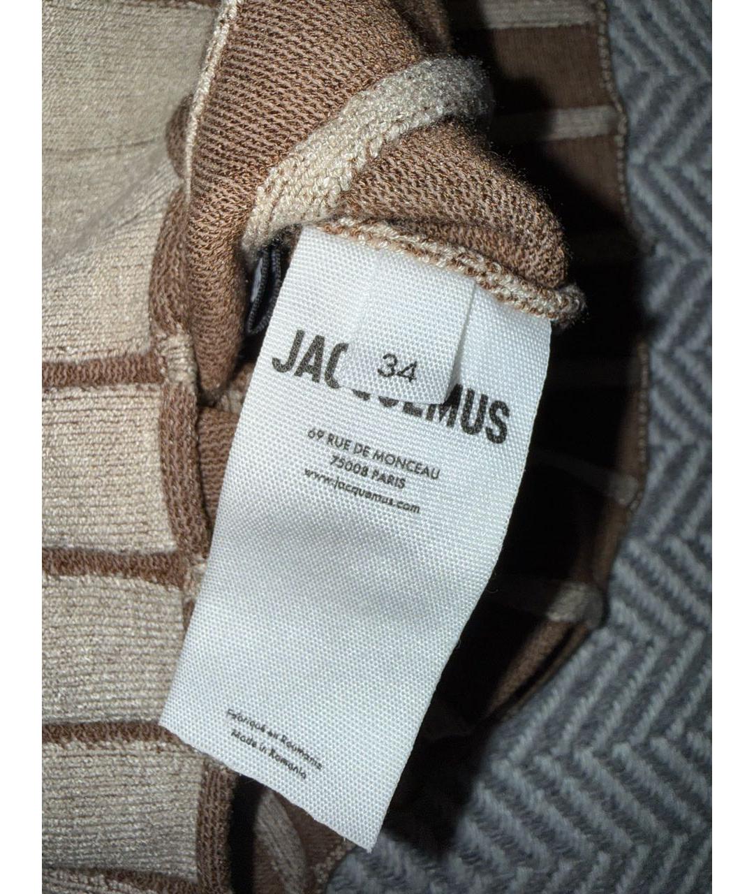 JACQUEMUS Бежевое вискозное платье, фото 4