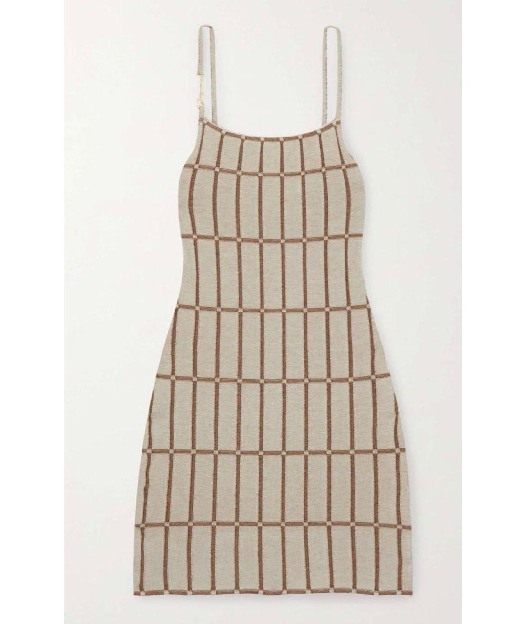 JACQUEMUS Бежевое вискозное платье, фото 6