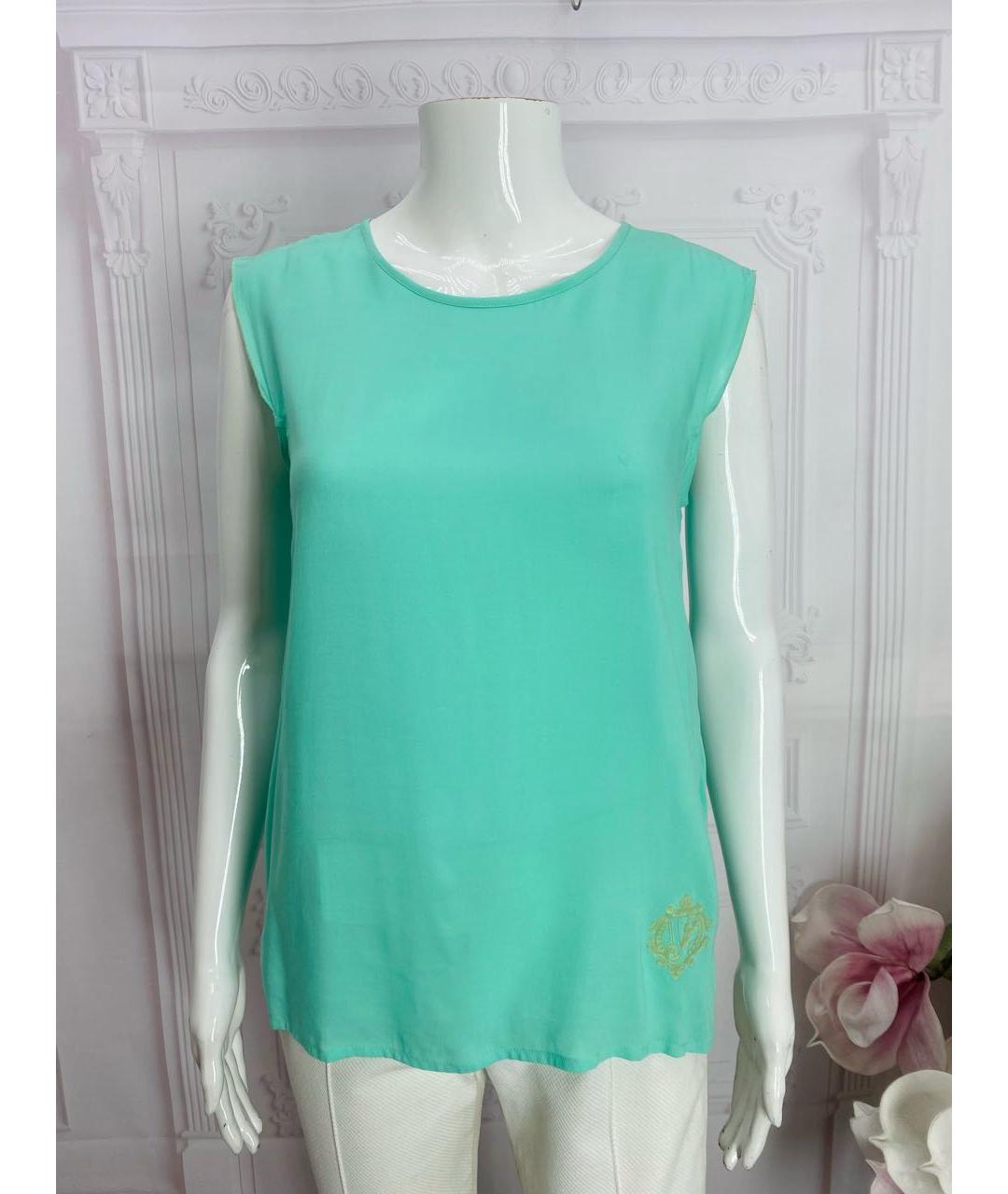 VERSACE JEANS COUTURE Бирюзовая вискозная майка, фото 5