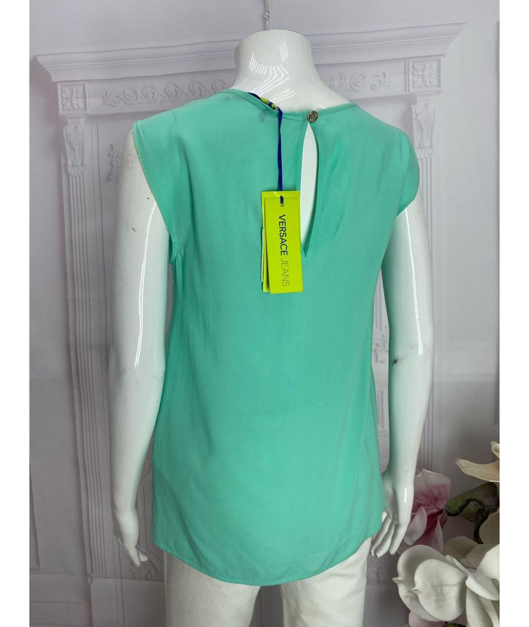 VERSACE JEANS COUTURE Бирюзовая вискозная майка, фото 8