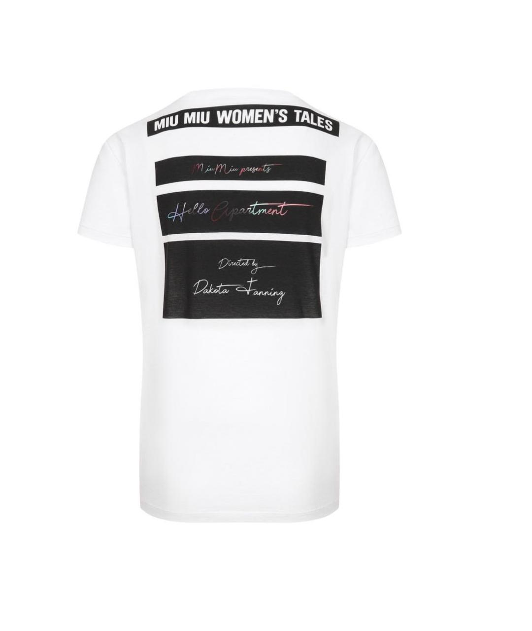 MIU MIU Белая хлопковая футболка, фото 3