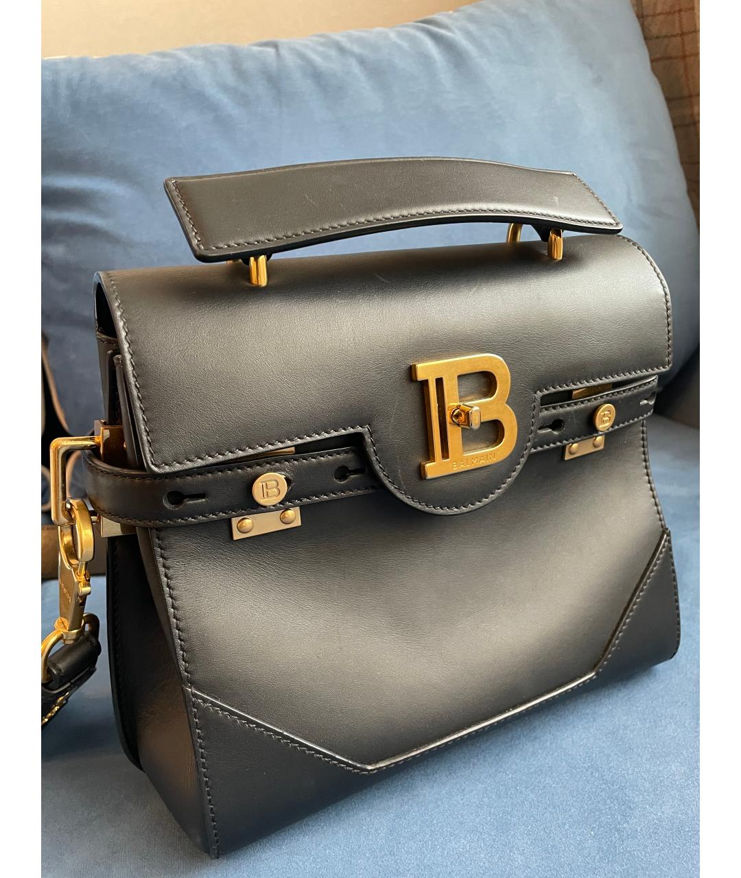 BALMAIN Черная кожаная сумка через плечо, фото 2