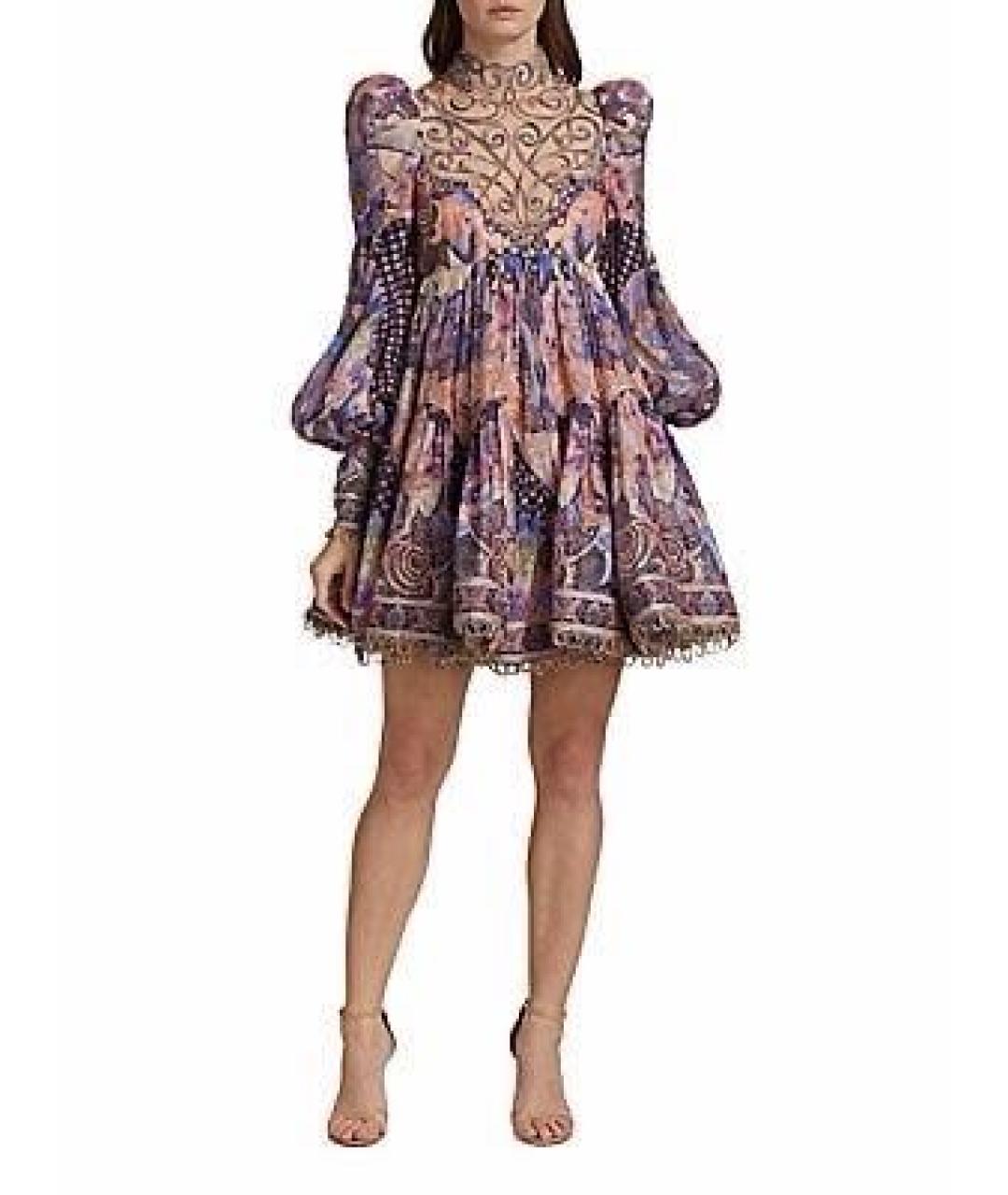 ZIMMERMANN Фиолетовое полиэстеровое коктейльное платье, фото 6