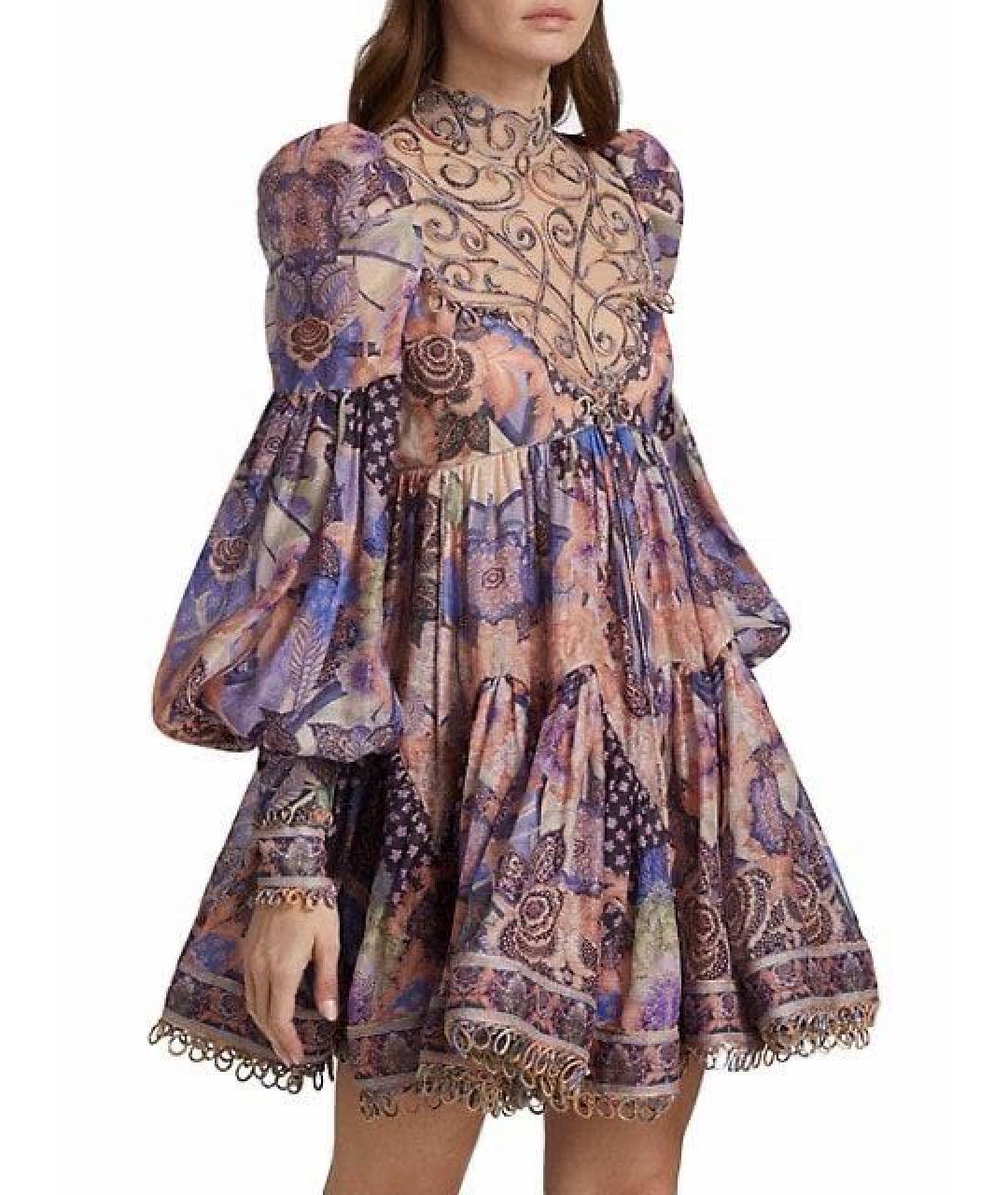 ZIMMERMANN Фиолетовое полиэстеровое коктейльное платье, фото 5