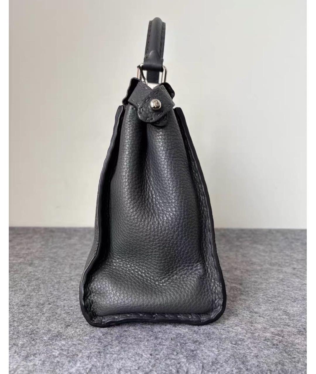 FENDI Черная кожаная сумка с короткими ручками, фото 5