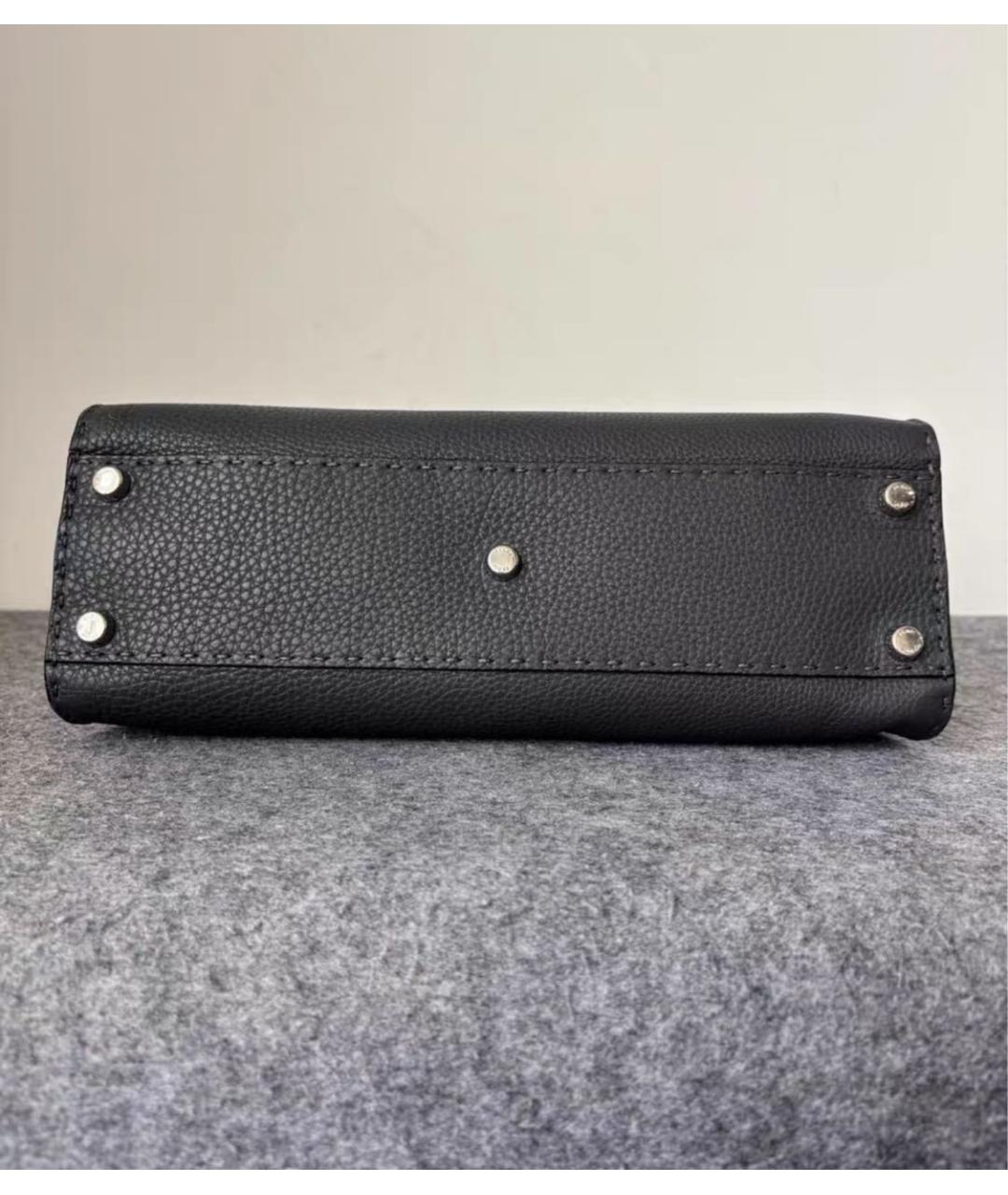 FENDI Черная кожаная сумка с короткими ручками, фото 7