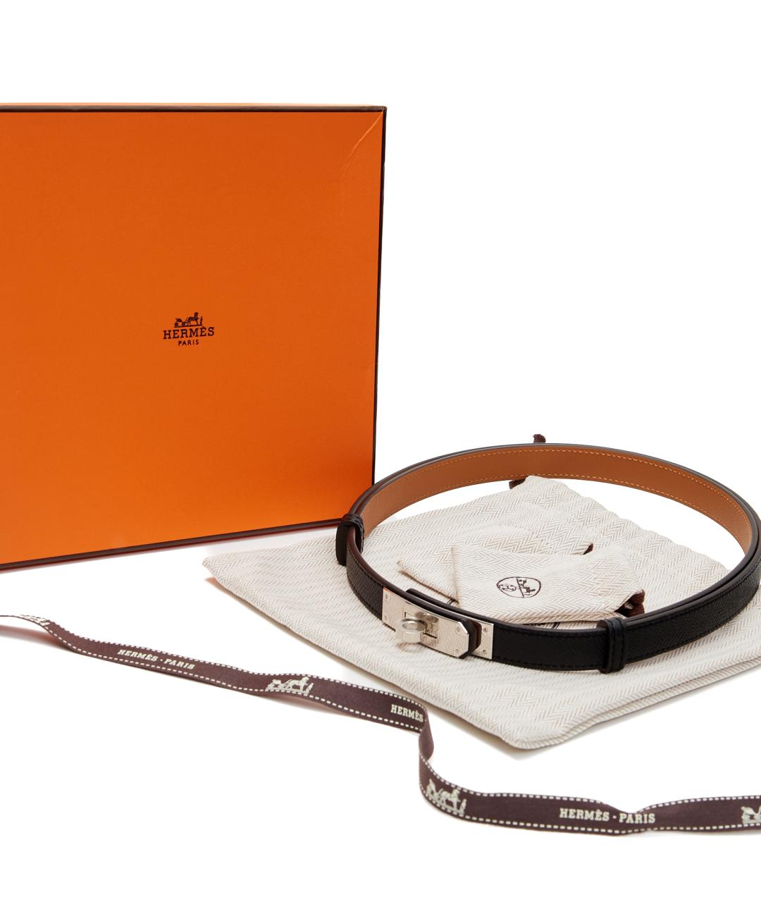 HERMES Черный кожаный ремень, фото 5